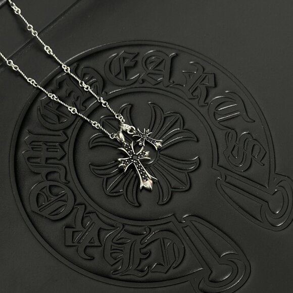 Chrome Hearts Double Cross Silver Necklace - Picture 5 of 5